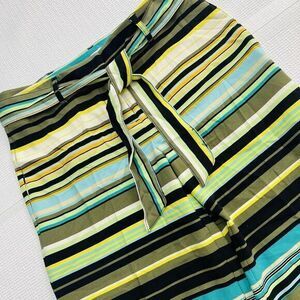 New York & Company Women's 2 Multi Color Striped Palazzo Dress Pants Tie Belt‎
